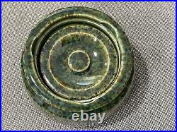 Vintage Antique English Aodian Green & Brown Glazed Pottery Tobacco Jar Humidor