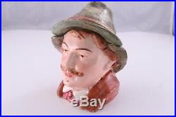 Vintage Antique Figural Pottery Tobacco Jar Humidor Man In Hat Dutch 1800-1900's
