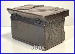 Vintage Antique Folk Art Humidor Box Sculpture Nobody Smokes But Father