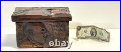 Vintage Antique Folk Art Humidor Box Sculpture Nobody Smokes But Father