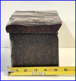 Vintage Antique Folk Art Humidor Box Sculpture Nobody Smokes But Father