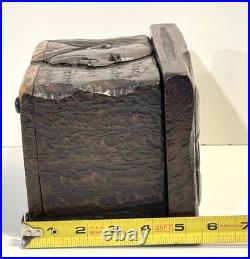 Vintage Antique Folk Art Humidor Box Sculpture Nobody Smokes But Father