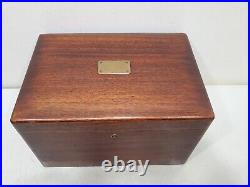 Vintage Antique Mahogany Humidor Box Desk Wood Cigar Display Case With Key