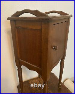 Vintage Antique Mahogany Wood Smoking Cabinet Stand Humidor Table 26