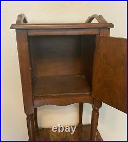 Vintage Antique Mahogany Wood Smoking Cabinet Stand Humidor Table 26