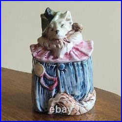 Vintage Antique Majolica Tobacco Jar Humidor Austrian Fox Clown Smoking Pipe