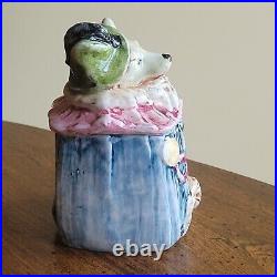 Vintage Antique Majolica Tobacco Jar Humidor Austrian Fox Clown Smoking Pipe