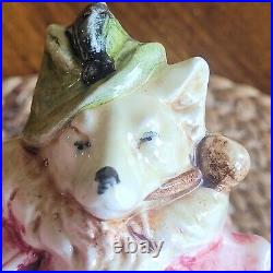 Vintage Antique Majolica Tobacco Jar Humidor Austrian Fox Clown Smoking Pipe