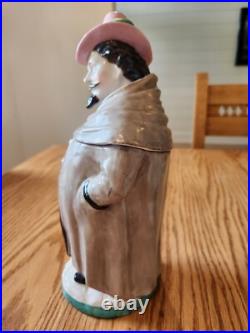 Vintage Antique Tobacco jar Man in Pink Top Hat