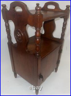 Vintage Antique Traditional Copper Lined Mahogany Smoke Stand Humidor Cabinet