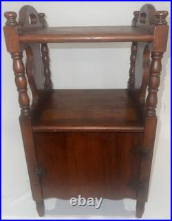 Vintage Antique Traditional Copper Lined Mahogany Smoke Stand Humidor Cabinet