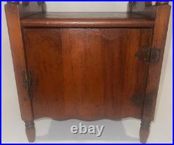 Vintage Antique Traditional Copper Lined Mahogany Smoke Stand Humidor Cabinet
