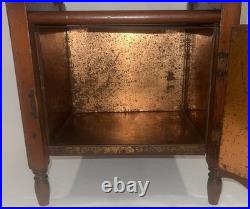 Vintage Antique Traditional Copper Lined Mahogany Smoke Stand Humidor Cabinet