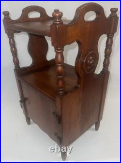 Vintage Antique Traditional Copper Lined Mahogany Smoke Stand Humidor Cabinet