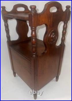 Vintage Antique Traditional Copper Lined Mahogany Smoke Stand Humidor Cabinet