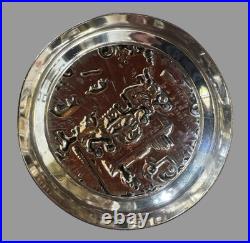 Vintage Antique Victorian Silverplate Scenic Repousse Cigar Humidor Glass Liner