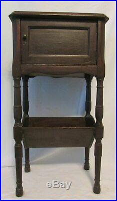 Vintage Antique Wooden Pipe Tobacco Smoking Stand Glass Lined Cigar Humidor