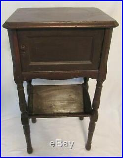 Vintage Antique Wooden Pipe Tobacco Smoking Stand Glass Lined Cigar Humidor