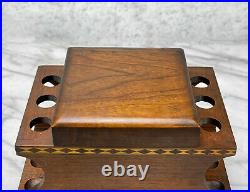 Vintage Art Deco Mahogany Pipe Tobacco Table Stand Humidor