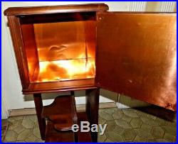 Vintage Art Deco Smoking Pipe Tobacco Humidor Magazine Rack Stand Cabinet Table
