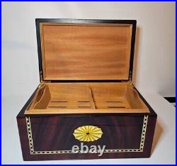 Vintage Beautiful cherry wood high gloss finish full cedar lining Cigar Humidor