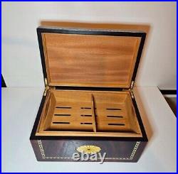 Vintage Beautiful cherry wood high gloss finish full cedar lining Cigar Humidor