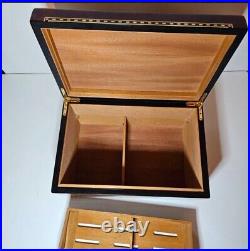 Vintage Beautiful cherry wood high gloss finish full cedar lining Cigar Humidor