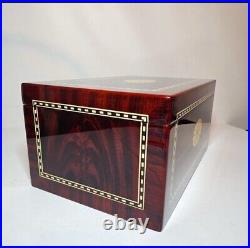 Vintage Beautiful cherry wood high gloss finish full cedar lining Cigar Humidor