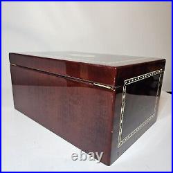 Vintage Beautiful cherry wood high gloss finish full cedar lining Cigar Humidor