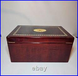 Vintage Beautiful cherry wood high gloss finish full cedar lining Cigar Humidor