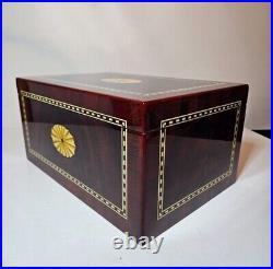 Vintage Beautiful cherry wood high gloss finish full cedar lining Cigar Humidor