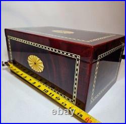 Vintage Beautiful cherry wood high gloss finish full cedar lining Cigar Humidor