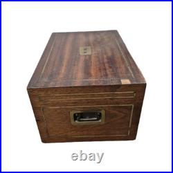 Vintage Benson & Hedges Handled Brass Inlaid Wooden Humidor, Early 20th Century