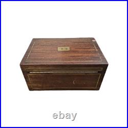 Vintage Benson & Hedges Handled Brass Inlaid Wooden Humidor, Early 20th Century