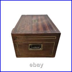 Vintage Benson & Hedges Handled Brass Inlaid Wooden Humidor, Early 20th Century