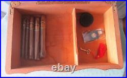 Vintage Birdseye Maple Lacquered Wood Humidor with Key