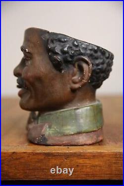 Vintage Black Americana Tobacco Jar Humidor Antique Cigar Ashtray Head bust