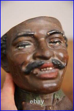 Vintage Black Americana Tobacco Jar Humidor Antique Cigar Ashtray Head bust