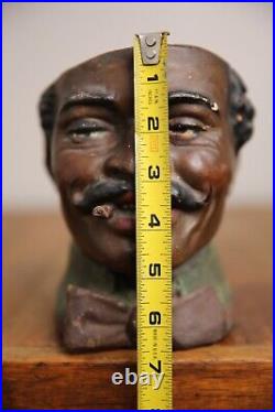 Vintage Black Americana Tobacco Jar Humidor Antique Cigar Ashtray Head bust