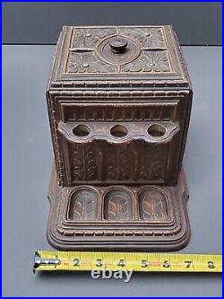 Vintage Black Forest Style Hand Carved Wooden Humidor With Pipe Racks Holders