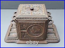 Vintage Black Forest Style Hand Carved Wooden Humidor With Pipe Racks Holders