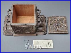 Vintage Black Forest Style Hand Carved Wooden Humidor With Pipe Racks Holders