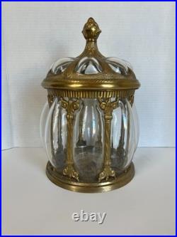 Vintage Blown Apothecary Glass and Brass Humidor. Excellent Condition