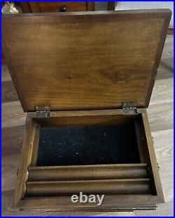 Vintage Brandt Diplomat Walnut Veneer CIGAR TABLE HUMIDOR 3 piece 14x10x23.5 MCM