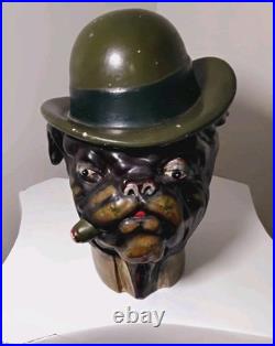 Vintage Bulldog Cigar Jar Xonex Tobacco, Humidor Pottery Hand Painted