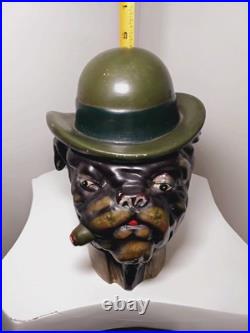 Vintage Bulldog Cigar Jar Xonex Tobacco, Humidor Pottery Hand Painted