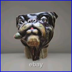 Vintage Bulldog Cigar Jar Xonex Tobacco, Humidor Pottery Hand Painted