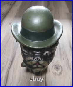 Vintage Bulldog Cigar Jar Xonex Tobacco, Humidor Pottery Hand Painted