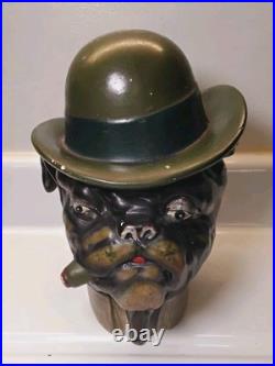 Vintage Bulldog Cigar Jar Xonex Tobacco, Humidor Pottery Hand Painted