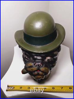 Vintage Bulldog Cigar Jar Xonex Tobacco, Humidor Pottery Hand Painted